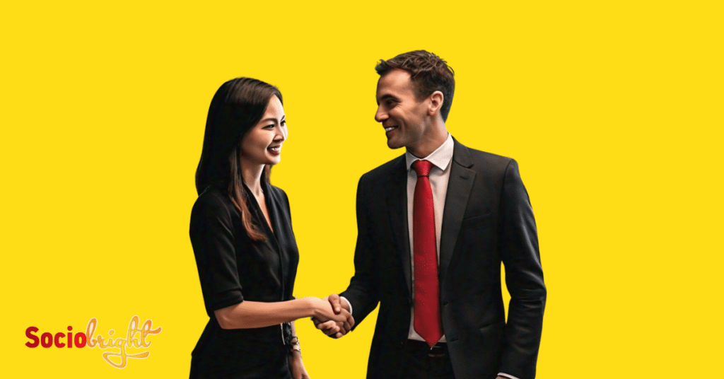 a person shaking hands with an Instagram advertising agency representative.