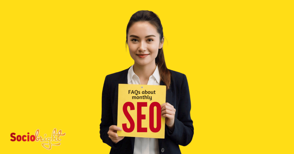 a person holding an FAQ tag on Monthly SEO