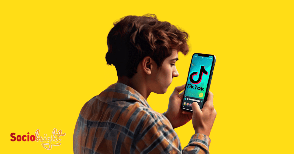 a person setting up a TikTok profile on a smartphone.